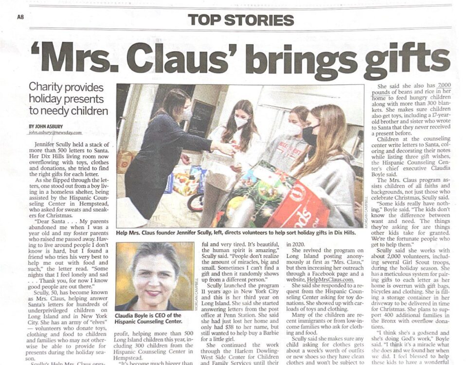 Mrs. Claus' brings gifts Newspaper